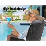 Gardeon Set of 2 Recliner Chairs Sun Lounge Outdoor Setting 