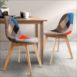 Artiss Set of 2 Retro Beech Fabric Dining Chair - Multi 
