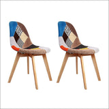 Artiss Set of 2 Retro Beech Fabric Dining Chair - Multi 