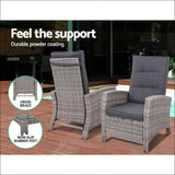 Set of 2 Sun Lounge Recliner Chair Wicker Lounger Sofa Day 