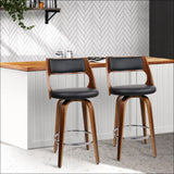 Artiss Set of 2 Wooden Bar Stools - Black - Furniture > Bar 