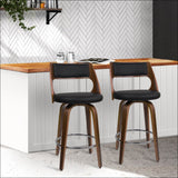 Artiss Set of 2 Wooden Bar Stools Pu Leather - Black and 