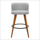 Artiss Set of 2 Wooden Fabric Bar Stools Circular Footrest -