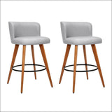 Artiss Set of 2 Wooden Fabric Bar Stools Circular Footrest -
