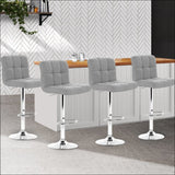 Artiss Set of 4 Fabric Swivel Bar Stools - Grey - Furniture 