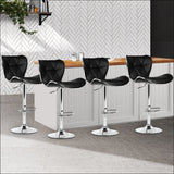 Artiss Set of 4 Pu Leather Patterned Bar Stools - Black and 