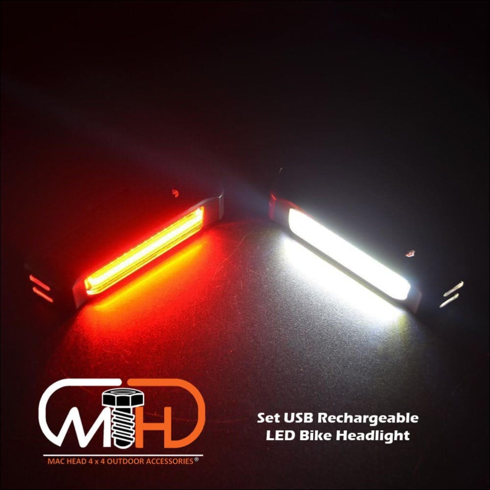 Set Usb Rechargeable Led Bike front Light Headlight Lamp Bar