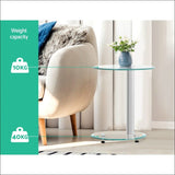 Artiss side Coffee Table Bedside Furniture Oval Tempered 