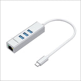 Simplecom Chn421 Aluminium Usb-c to 3 Port Usb Hub with Gigabit Ethernet Adapter Silver