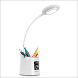Simplecom El621 Led Desk Lamp with Pen Holder and Digital Clock Rechargeable