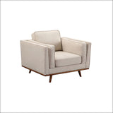 Single Seater Armchair Sofa Modern Lounge Accent Chair In Beige Fabric With Wooden Frame