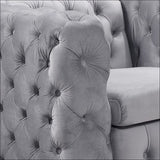 Single Seater Grey Sofa Classic Armchair Button Tufted in 