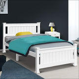 Single Size Wooden Bed Frame - White - Furniture > Bedroom