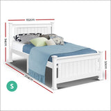Single Size Wooden Bed Frame - White - Furniture > Bedroom