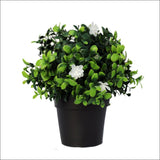 Small Potted Artificial Flowering Boxwood Plant Uv Resistant