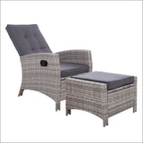 Sun Lounge Recliner Chair Wicker Lounger Sofa Day Bed Outdoor Furniture Patio Garden Cushion Ottoman