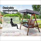 Swing Chair Wooden Garden Bench Canopy 2 Seater Outdoor 