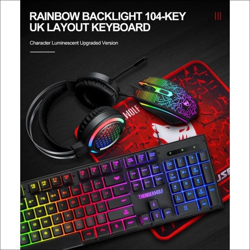 T-wolf Tf400 4-pcs Rainbow Keyboard/mouse/headphone/mouse 