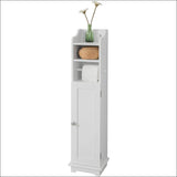 Toilet Paper Holder with Storage, Freestanding Cabinet, Toilet Brush Holder and Toilet Paper
