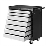Tool Chest And Trolley Box Cabinet 7 Drawers Cart Garage Storage Black And Silver