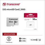 Transcend Ts32gusd300s 32gb Uhs-i U1 Microsd W/o Adapter (microsdhc I, C10, U1)