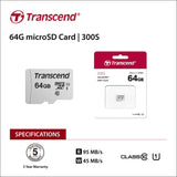 Transcend Ts64gusd300s 64gb Uhs-i U1 Microsd W/o Adapter (microsdhc I, C10, U1)