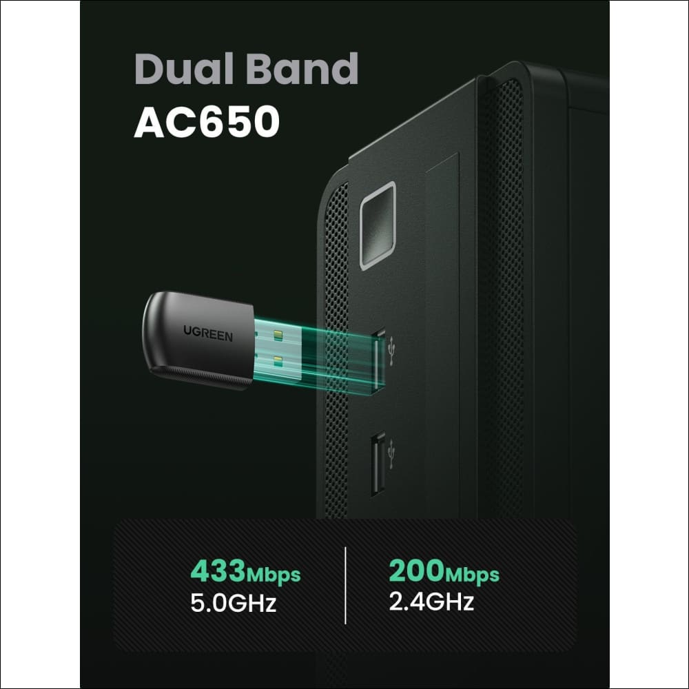Ugreen 20204 Ac650 Dual Band Usb Wlan Adapter - Electronics 