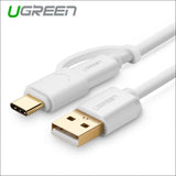 Ugreen Usb 2.0 to Type C + Micro Usb Cable - White 1m 