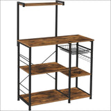 Vasagle Baker’s Rack with Shelves Microwave Stand with Wire Basket 6 S-hooks Rustic Brown Kks35x