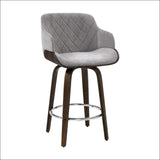 Artiss Velvet Bar Stool Swivel - Grey and Wood - Furniture >
