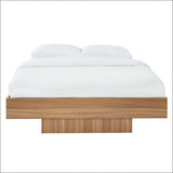 Walnut Oak Wood Floating Bed Base King - Furniture > Bedroom