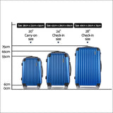 Wanderlite 3 Piece Luggage Suitcase Trolley - Blue - Home & 
