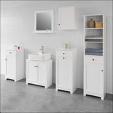White Bathroom Cabinet with Laundry Basket and Drawer - Home