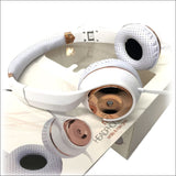 White Rose Gold Holysmoke Motif on Ear Foldable Headphones -