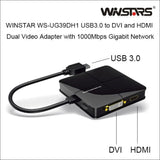Winstars Usb 3.0 Dual Head Display with Gigabit Ethernet 
