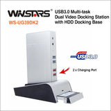 Winstars Usb3.0 Multi-task Dual Video Docking Station with 