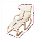 Artiss Wooden Armchair with Foot Stool - Beige - Furniture >