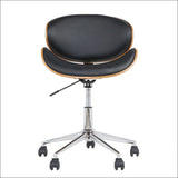 Wooden & Pu Leather Office Desk Chair - Black - Furniture > 
