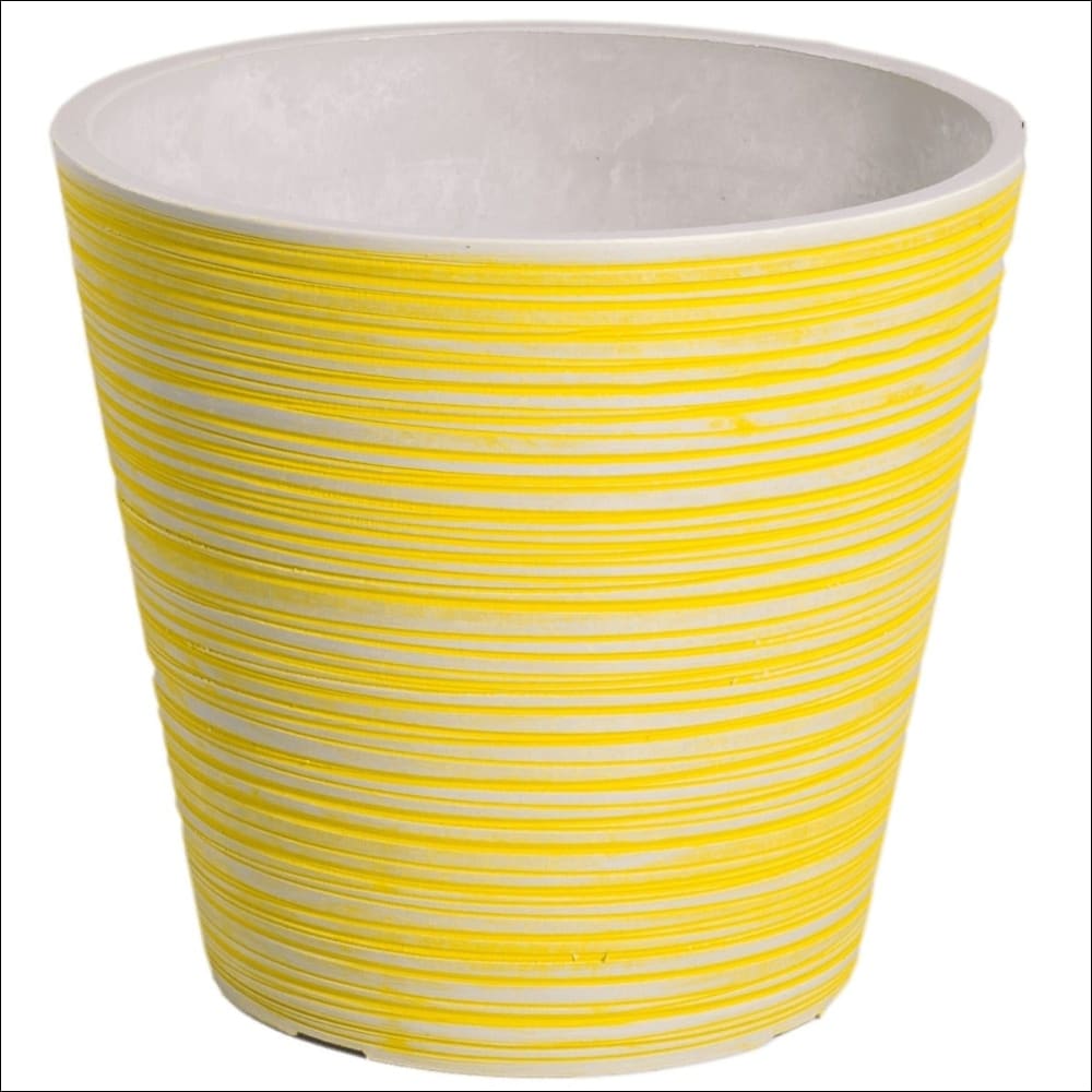 Yellow and White Engraved Pot 14cm - Home & Garden > 